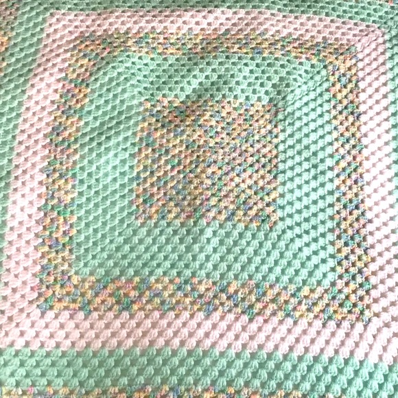 Vintage Hand Crocheted Afghan Baby Blanket - Picture 2 of 3